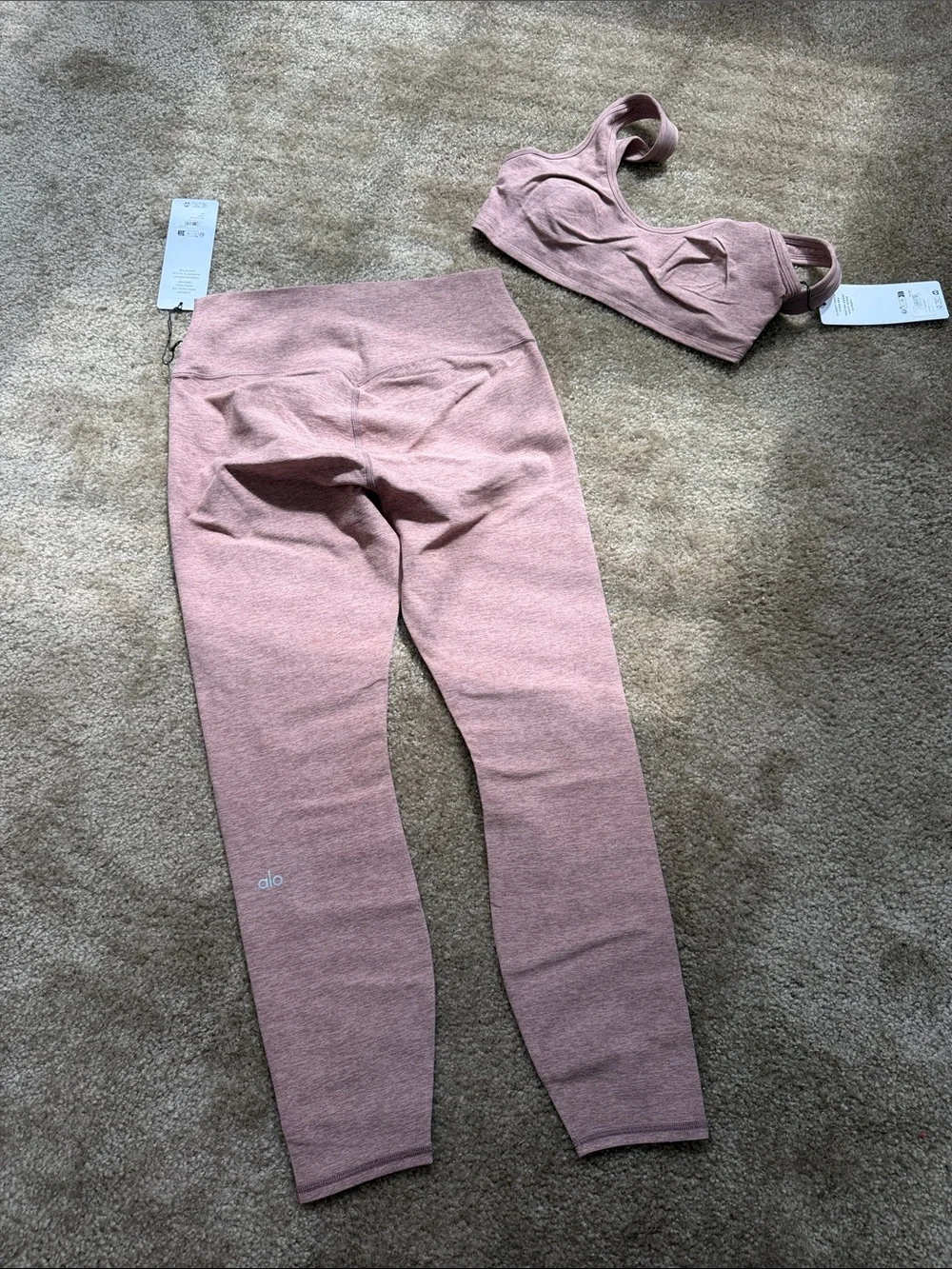 ALOSoft Heather Dark Pink Quartz Sports Bra & Legging Set